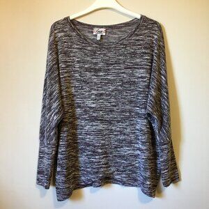 Lava Purple Marled Knit Rayon Blend Dolman Sleeve Wrap Hem Pullover L